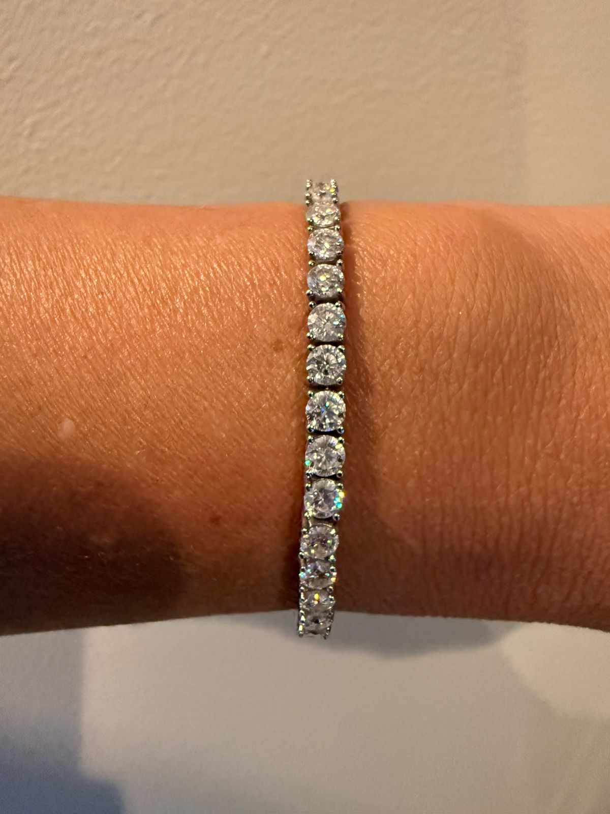 Pulseira em Moissanite 5x5 em Prata com Banho de Ródio