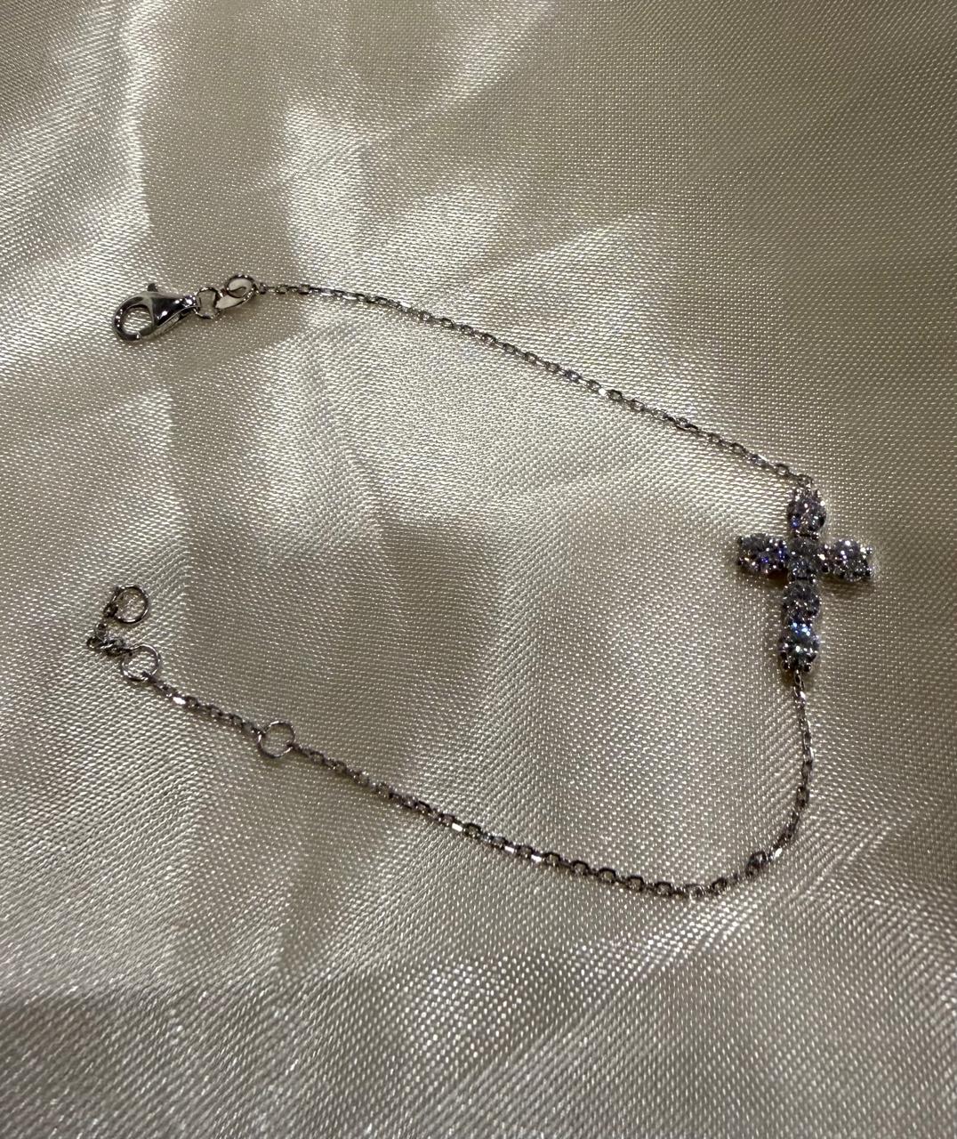 Pulseira elos portugueses no moissanite 3,5 mm na prata com ródio